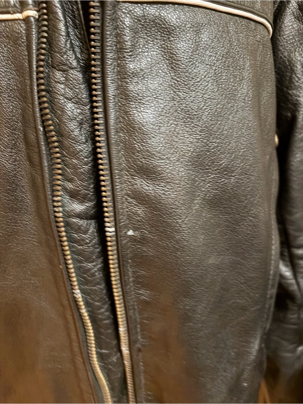 Men's Black Leather Jacket - Classic Biker Style - Picture 7 of 9